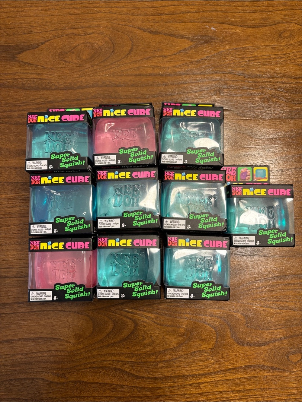 Lot Of 10 NeeDoh Nice Cube 100% Authentic Super Solid Squish Pink, Blue